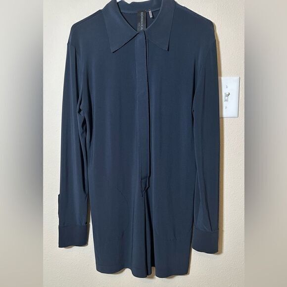 Norma Kamali slate gray button up Jumpshorts Romper, XS - Picture 11 of 12